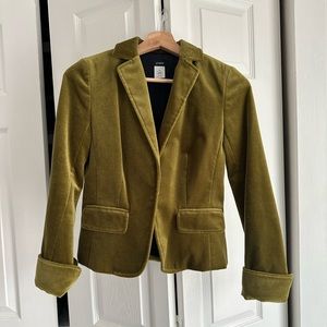 J Crew Petites ecole velvet blazer in golden moss